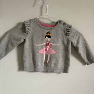 GAP Gray Sweater with Pink Ballerina Design